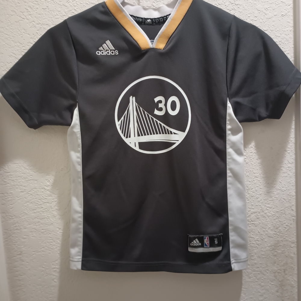 Adidas Kids Black and Gold Graphic Jersey